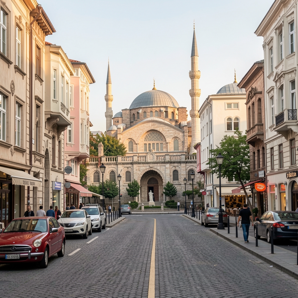 İstanbul Şişli'de modern araştırma ofisi, büyük cam pencereler, beyaz duvarlar, toplantı masası ve dizüstü bilgisayarlar